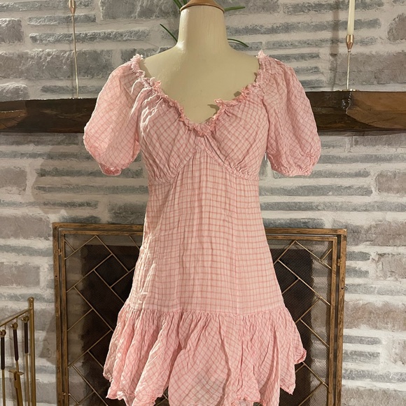 LoveShackFancy pink cotton checked dress - Picture 2 of 6